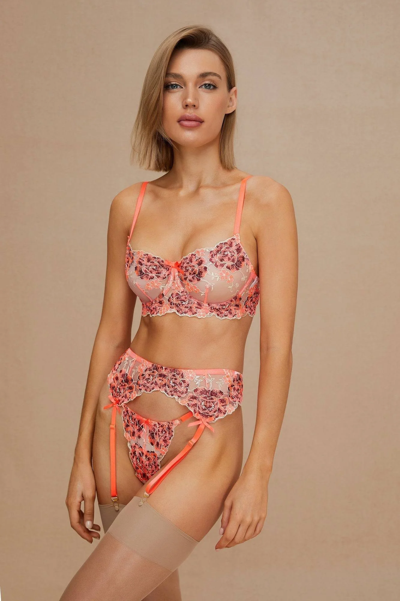 "Fall Fire Lingerie" Floral Embroidered Autumn Lingerie - Image 5