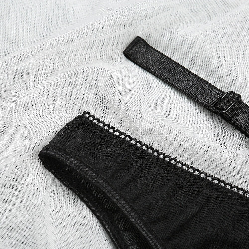 Two Piece Black Bondage Lingerie with Straps - Image 6