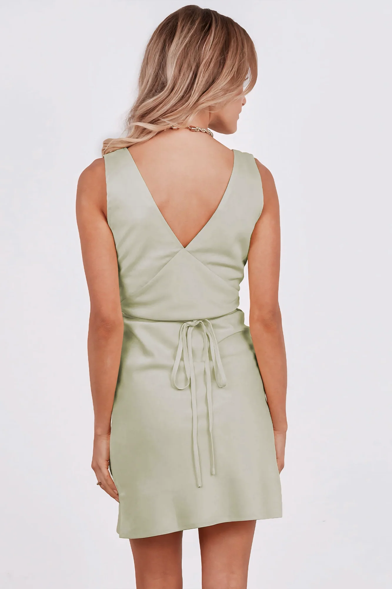 Light Green Satin Dress - Image 5