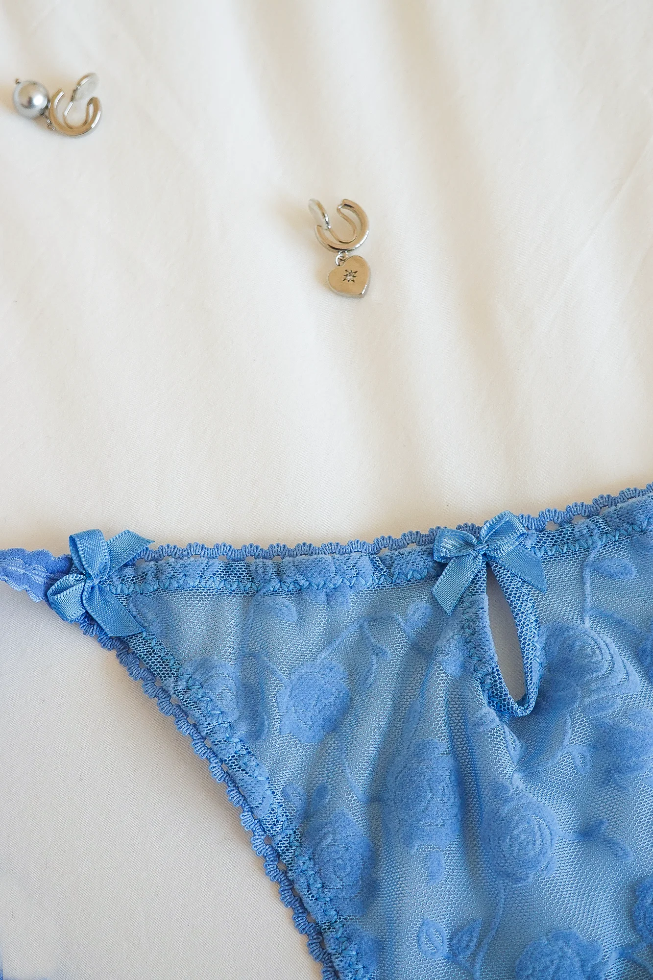 Sheer Blue Lingerie with Rose - Image 13